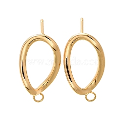 Brass Stud Earrings, Real 18K Gold Plated, 19.5x11mm, Hole: 2mm, Pin: 1x10mm(KK-K294-32G)