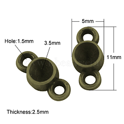 Alloy Cabochon Connector Settings, Cadmium Free & Nickel Free & Lead Free, Antique Bronze, 12.5x5x2.5mm, Hole: 1.5mm, Fit for 3.5mm rhinestone(PALLOY-A20074-AB-FF)