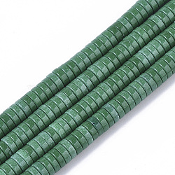 Natural Agate Beads Strands, Dyed, Heishi Beads, Flat Round/Disc, Medium Sea Green, 4x1mm, Hole: 1mm, about 250~329pcs/strand, 15.7 inch(X-G-T115-08D)