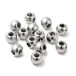 Plating Acrylic Beads, Round, Silver, 8x7x6.5mm, Hole: 2mm and 3mm(OACR-G022-06)