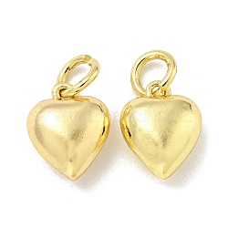 Rack Plating Brass Pendants, with Jump Rings, Long-Lasting Plated, Lead Free & Cadmium Free, Heart Charms, Real 14K Gold Plated, 12x10x5.5mm, Hole: 4.5mm(KK-L075-012G-01)