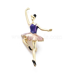 Dancer Alloy Purple & Pink Enamel Pin Brooches, Human, Golden, 63.5x32mm(JEWB-C037-06G)