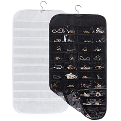 2Pcs 2 Colors Non-Woven Fabrics Jewelry Hanging Display Bags, Wall Shelf Wardrobe Storage Bags, with Rotating Hook and Transparent PVC 80 Grids, Mixed Color, 85x43x0.15cm, 1pc/color(AJEW-NB0003-25)