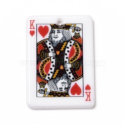 Printed Acrylic Pendants, Rectangle with Playing Cards Pattern, King of Hearts, Colorful, 36x25.5x2mm, Hole: 1.8mm(OACR-D008-07B)