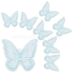 30pcs Handmade Organza Woven Costume Accessories, Butterfly, Light Sky Blue, 53~57x56~63x2~3mm(DIY-GF0005-35D)