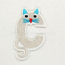 Computerized Embroidery Cloth Iron on/Sew on Patches, Costume Accessories, Appliques, Letter, Gainsboro, Letter.C, 52x33mm(DIY-K012-01-C)