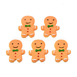 Resin Decoden Cabochons, for Christmas, Imitation Food Biscuits, Gingerbread Man, Sandy Brown, 30~31x24x5mm(CRES-N022-106)
