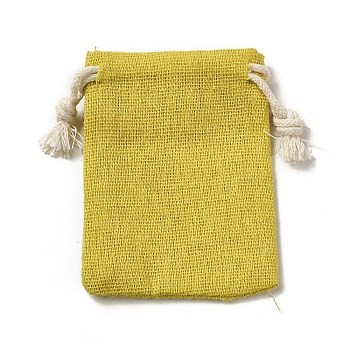 Rectangle Cloth Packing Pouches, Drawstring Bags, Yellow, 8.6x7x0.5cm