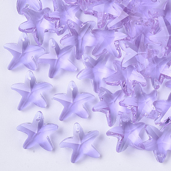 Transparent Glass Charms, Starfish/Sea Stars, Plum, 14x15x6mm, Hole: 0.8mm