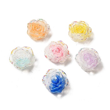 Transparent Resin Cabochons, Flower, AB Color Plated, Mixed Color, 24x20x8mm