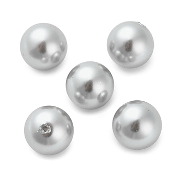 Baking Painted Pearlized Glass Pearl Round Beads, Silver, 14mm, Hole: 1.4mm