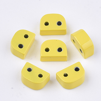 Spray Painted Alloy Multi-Strand Links, For Tile Elastic Bracelets Making, Semicircle, Yellow, 8.5x4x6mm, Hole: 1.4mm