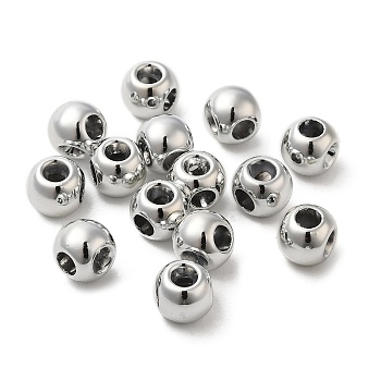 Plating Acrylic Beads, Round, Silver, 8x7x6.5mm, Hole: 2mm and 3mm