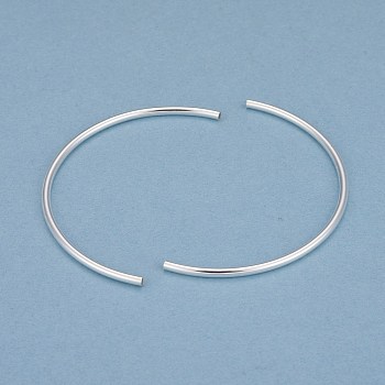 Brass Tube Beads, Long-Lasting Plated, Curved Beads, Tube, 925 Sterling Silver Plated, 56x2mm, Hole: 1.4mm