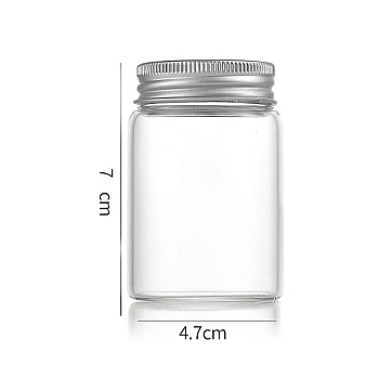 Column Glass Screw Top Bead Storage Tubes, Clear Glass Bottles with Aluminum Lips, Silver, 4.7x7cm, Capacity: 90ml(3.04fl. oz)