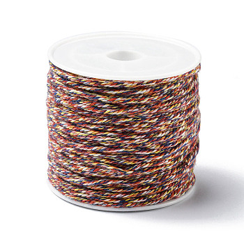 Cotton Braid Thread, with Spool, Round, Colorful, 1.2mm, about 21.87 Yards(20m)/Roll