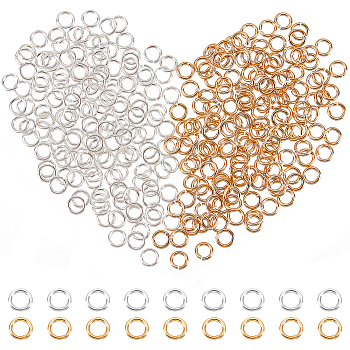 300Pcs 2 Styles Rack Plating Brass Jump Rings, Open Jump Rings, Long-Lasting Plated, Mixed Color, 4x0.6~0.7mm, Inner Diameter: 2.6~2.8mm, 150pcs/style