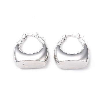 Rack Plating Brass Handbag Shape Hoop Earrings for Women, Lead Free & Cadmium Free, Platinum, 25x24x10mm, Pin: 0.9~1.5x0.8mm