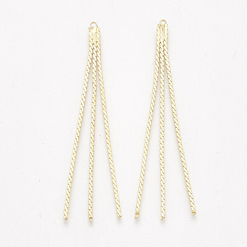 Brass Serpentine Chain Tassel Big Pendants, Real 18K Gold Plated, 62x3.5x1mm, Hole: 1mm