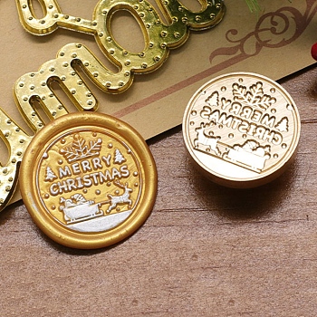 Merry Christmas Series Wax Seal Brass Stamp Head, for Wax Seal Stamp, Golden, Word, 25x14mm, Inner Diameter: 7.5mm