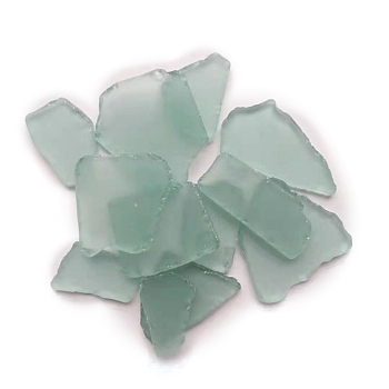 Glass Cabochons, Large Sea Glass, Tumbled Frosted Beach Glass for Arts & Crafts Jewelry, Irregular Shape, Medium Aquamarine, 20~50mm, about 1000g/bag