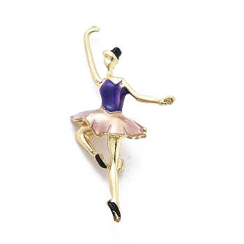 Dancer Alloy Purple & Pink Enamel Pin Brooches, Human, Golden, 63.5x32mm