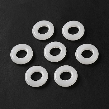 Glass Linking Rings, Imitation Jade, Round Ring, White, 19.5x4.5mm, Inner Diameter: 10mm