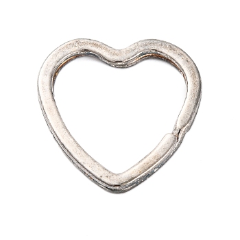 Iron Split Key Rings, Keychain Clasp Findings, Heart, Silver, 31x31x3mm