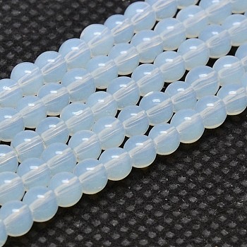 Round Opalite Beads Strands, Grade AA, White, 6mm, Hole: 1mm, about 69pcs/strand, 15.55 inch(39.5cm)