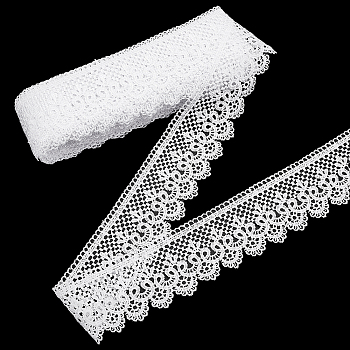 7.5 Yards Polyester Lace Trim, Flower Trimming, for Garment Accessories, White, 2-5/8 inch(68mm)