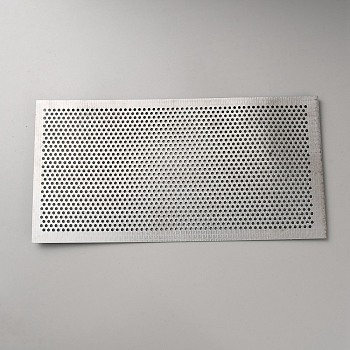 Aluminum Fine Mesh Strainer, Rectangle, Platinum, 300x150x1mm, Hole: 3mm