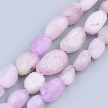 Natural Kunzite Beads Strands, Tumbled Stone, Nuggets, 5~13x5~10x3~8mm, Hole: 1mm, about 40~60pcs/strand, 14.57 inch~15.74 inch(37~40cm)(X-G-S359-144)