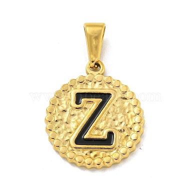 Golden Black Letter Z Stainless Steel+Enamel Pendants