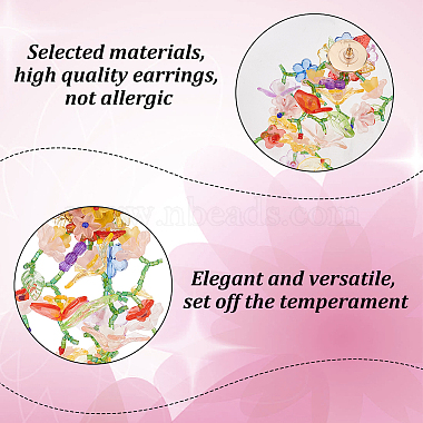 ANATTASOUL 2 Pairs 2 Style Resin Flower Stud Earrings with Glass Beaded(EJEW-AN0002-07)-3