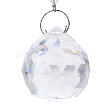 Faceted Crystal Glass Ball Chandelier Suncatchers Prisms(AJEW-G025-A06)-3