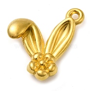 Ion Plating(IP) 304 Stainless Steel Pendants, Rabbit Ears with Flower Charm, Real 18K Gold Plated, 22x22x5mm, Hole: 2mm(STAS-M070-15G)