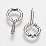 304 Stainless Steel Screw Eye Pin Peg Bails, For Half Drilled Beads, Stainless Steel Color, 17x9x2mm, Hole: 5.5mm(STAS-K171-52P-17x9mm)