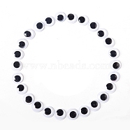 Black & White Plastic Wiggle Googly Eyes Cabochons, DIY Scrapbooking Crafts Toy Accessories with Label Paster on Back, Black, 10mm, 100pcs/bag(DOLL-PW0001-077F)
