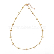 Brass Twisted Chain Curb Chain Necklaces, with Rectangle Beads and 304 Stainless Steel Lobster Claw Clasps, Golden, 17.99 inch(45.7m)(NJEW-JN03092-02)