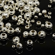 Iron Spacer Beads, Round, Silver Color Plated, 2~5mm, Hole: 1~2mm(IFIN-X0003-S)