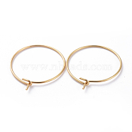 316 Surgical Stainless Steel Hoop Earring Findings, Wine Glass Charms Findings, Real 18K Gold Plated, 20x0.7mm, 21 Gauge(STAS-J025-01B-G)