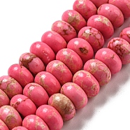 Synthetic Imperial Jasper Dyed Beads Strands, Rondelle, Hot Pink, 8~8.5x5~5.5mm, Hole: 1.2mm, about 76~77pcs/strand, 15.20''~15.47"(38.6~39.3cm)(G-D077-E01-01H)