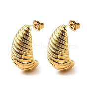 304 Stainless Steel Stud Earrings for Women, Teardrop, Real 18K Gold Plated, 23.5~24x13.5mm(EJEW-G358-05G)