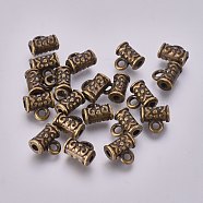 Tibetan Style Alloy Tube Bails, Loop Bails, Bail Beads, Cadmium Free & Nickel Free & Lead Free, Antique Bronze, 7x7x5mm, Hole: 1.5mm, Inner Diameter: 1.6mm(TIBE-1183-AB-FF)