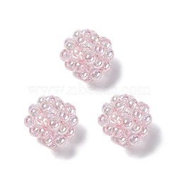 Handmade Transparent Plastic Woven Beads, Round, Lavender Blush, 22mm, Hole: 5mm(KY-P015-05E)