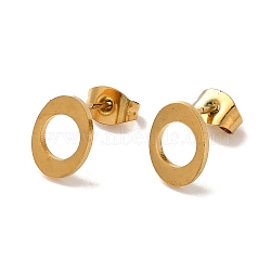 Vacuum Plating 304 Stainless Steel Stud Earrings, Hollow Oval, Golden, 9.5x7.5mm(EJEW-Z040-06G)
