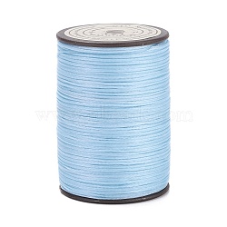 Flat Waxed Polyester Thread String, Micro Macrame Cord, for Leather Sewing Stitching, Light Sky Blue, 0.8~0.9x0.3mm, about 109.36 Yards(100m)/Roll(YC-D004-01-015)