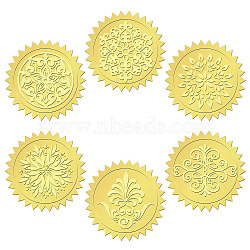 6 Patterns Aluminium-foil Paper Adhesive Embossed Stickers, For Envelope Seal, Flower, 165x211mm, Stickers: 50mm, 12 sheets/set(DIY-WH0451-008)