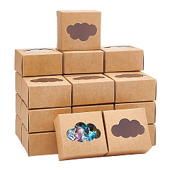 Kraft Paper Gift Box, Folding Box with Window, Rectangle, Tan, Cloud Pattern, 7.6x7.2x4cm(CON-WH0078-29A)