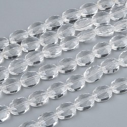 Glass Bead Strands, Crystal Bead Strands, Faceted, Oval, Clear, 12x9x6mm, Hole: 1mm, about 60pcs/strand, 28.3 inch(GLAA-R196-12x9mm-01)
